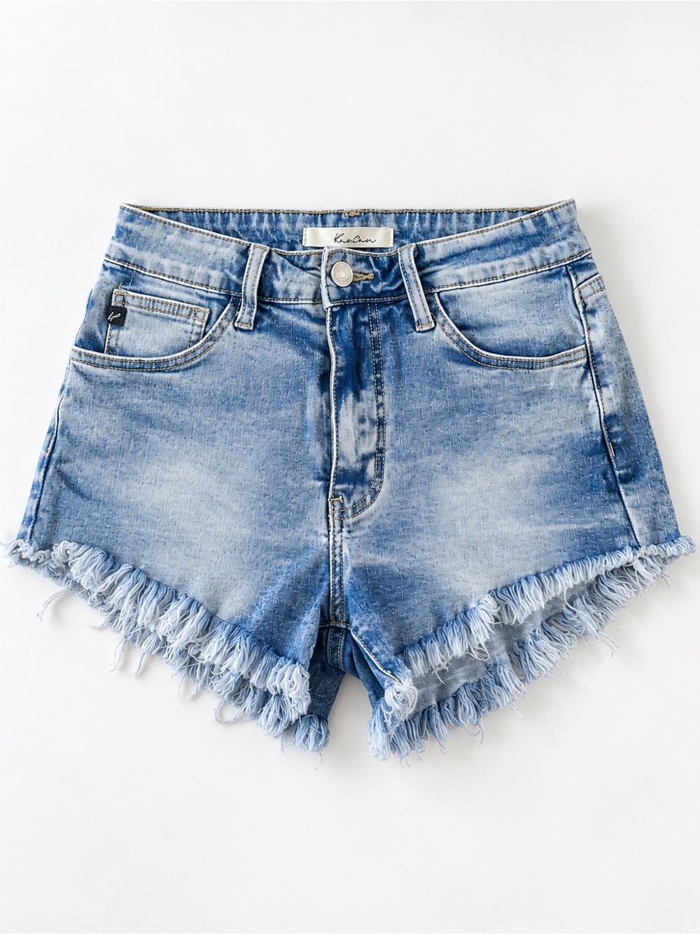KanCan Light Blue Frayed Hem Denim Shorts